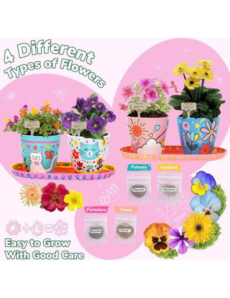 Kit de Jardinería Jouetondream con 4 Macetas y Pintura Kit de Jardinería Jouetondream con 4 Macetas y Pintura