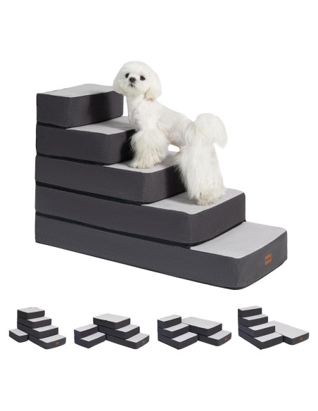 Escaleras Ajustables para Perros Garnpet 5 Pasos Antideslizantes Gris Escaleras Ajustables para Perros Garnpet 5 Pasos Antideslizantes Gris