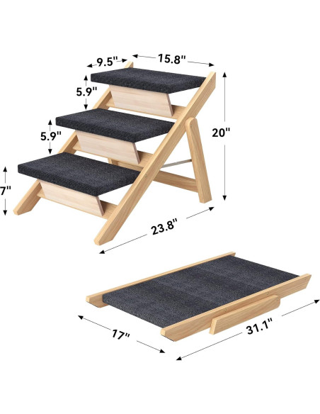 Escaleras para Mascotas RunLexi 3 Escalones Antideslizantes Escaleras para Mascotas RunLexi 3 Escalones Antideslizantes