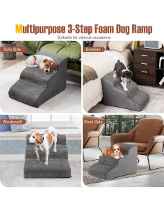 Rampas para Perros Giantex 3 Escalones Antideslizantes Gris 2