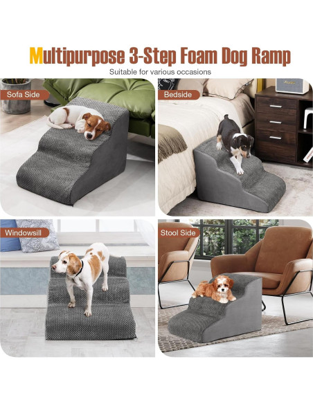 Rampas para Perros Giantex 3 Escalones Antideslizantes Gris Rampas para Perros Giantex 3 Escalones Antideslizantes Gris
