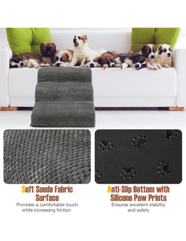 Rampas para Perros Giantex 3 Escalones Antideslizantes Gris