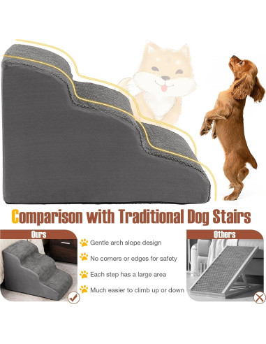 Rampas para Perros Giantex 3 Escalones Antideslizantes Gris