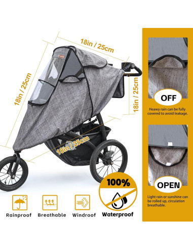 Cubierta de Lluvia Universal para Cochecito - Impermeable y Ventilada