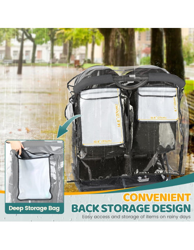 Cubierta de lluvia para cochecito doble IvyWind - Transpirable y resistente