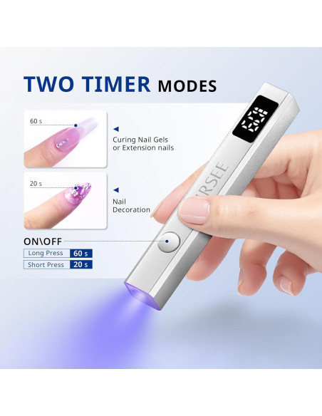 Lámpara UV Inalámbrica AIRSEE Mini para Uñas de Gel Plata Lámpara UV Inalámbrica AIRSEE Mini para Uñas de Gel Plata