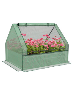 Huerto Elevado Galvanizado Outsunny 1.25x0.95m con Invernadero