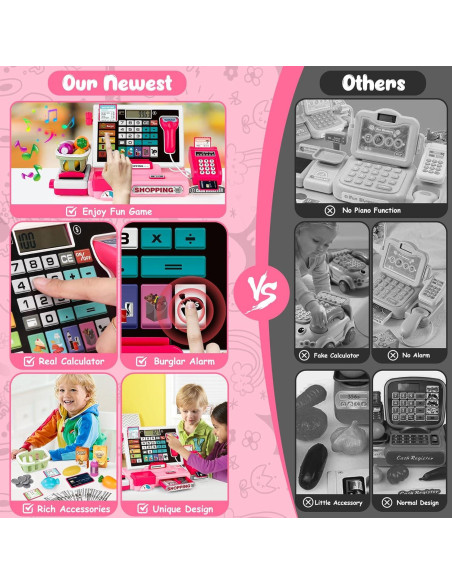 Caja Registradora Juguete Maysida Rosa con Calculadora y Piano Caja Registradora Juguete Maysida Rosa con Calculadora y Piano