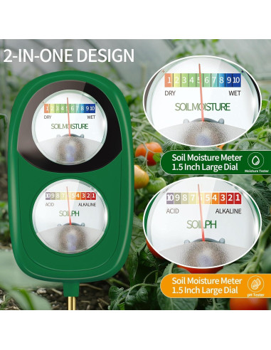 Medidor de Humedad y pH del Suelo 2-en-1 Avocadogreen