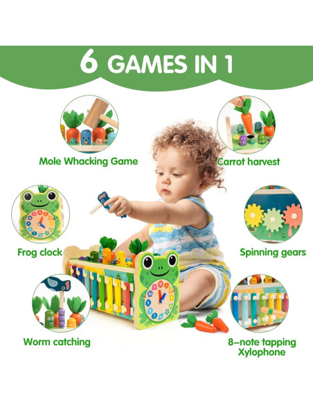 Juguete Montessori 6-en-1 de Madera Treewant para Niños 1-5 Años Juguete Montessori 6-en-1 de Madera Treewant para Niños 1-5 Años