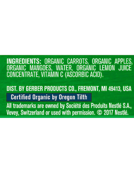 Pouches de Comida para Bebés Orgánica Gerber 2da Comida Zanahoria Manzana Mango 12x99g Pouches de Comida para Bebés Orgánica Gerber 2da Comida Zanahoria Manzana Mango 12x99g