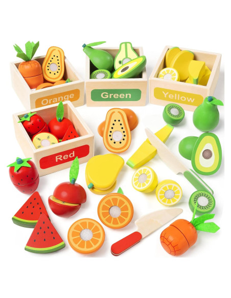 Juego de Comida de Madera TooyBing - 30 Piezas Montessori Juego de Comida de Madera TooyBing - 30 Piezas Montessori