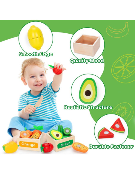 Juego de Comida de Madera TooyBing - 30 Piezas Montessori Juego de Comida de Madera TooyBing - 30 Piezas Montessori
