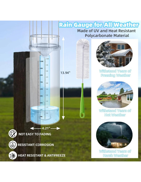 Medidor de Lluvia Exterior JIANBENKJ 27.94 cm a Prueba de Heladas Medidor de Lluvia Exterior JIANBENKJ 27.94 cm a Prueba de Heladas