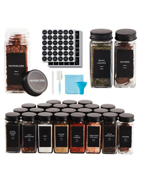 Set de 36 Tarros de Especias de Vidrio 4oz con Etiquetas Set de 36 Tarros de Especias de Vidrio 4oz con Etiquetas