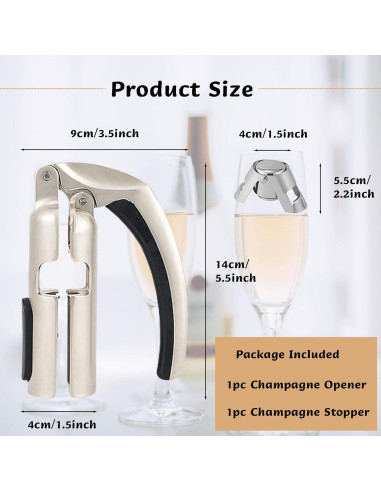 Abrebotellas de Champagne Ragyzity Portátil Zinc Ergonómico