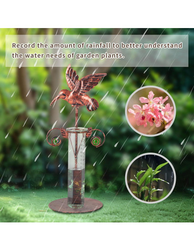 Medidor de Lluvia Colibrí Topadorn de Metal y Vidrio 17 cm