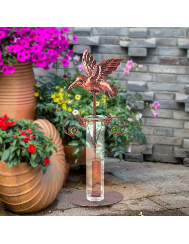 Medidor de Lluvia Colibrí Topadorn de Metal y Vidrio 17 cm