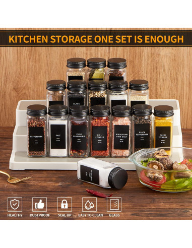 Set de 36 Tarros de Especias de Vidrio 4oz con Etiquetas
