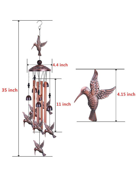 Campanas de Viento de Colibrí xxschy - 4 Tubos de Aluminio 91.44 cm Campanas de Viento de Colibrí xxschy - 4 Tubos de Aluminio 91.44 cm