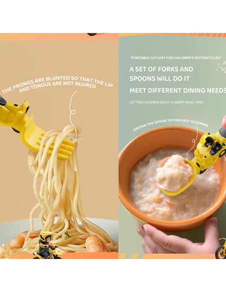 Juego de Tenedor y Cuchara para Niños Genérico Amarillo Juego de Tenedor y Cuchara para Niños Genérico Amarillo