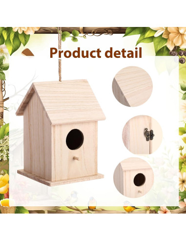 Kit de Casas para Aves de Madera Barydat - 6 Piezas DIY
