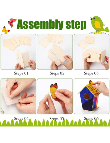Kit de Casa para Pájaros de Madera DIY Outus 24 Piezas