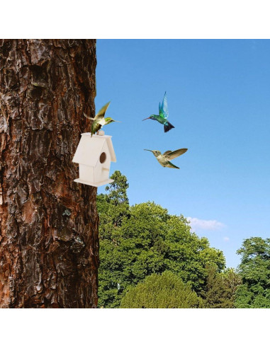 Casa para Aves de Madera Tiiyee, 4 Piezas Colgantes para Exteriores