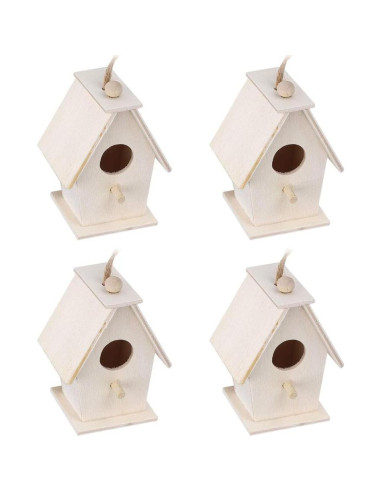 Casa para Aves de Madera Tiiyee, 4 Piezas Colgantes para Exteriores