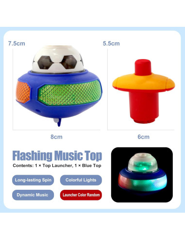 Trompos Giratorios Iluminados LED Sepco 6 Pcs con Música