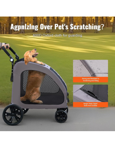 Carrito para Mascotas VEVOR DTC-909, 72.57 kg, Tejido Oxford