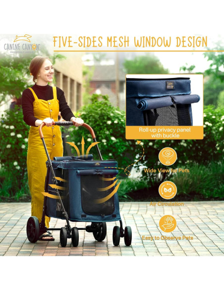 Carrito de Mascotas Canine Canyon 4 Ruedas Plegable Azul Marino Carrito de Mascotas Canine Canyon 4 Ruedas Plegable Azul Marino