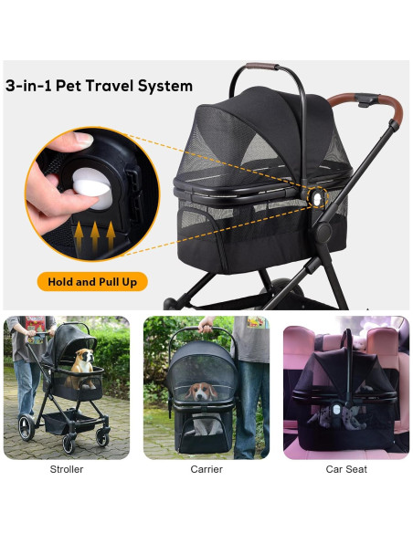 Carrito para Mascotas YIYUNBEBE P600 Plegable 3 en 1 hasta 22 kg Carrito para Mascotas YIYUNBEBE P600 Plegable 3 en 1 hasta 22 kg