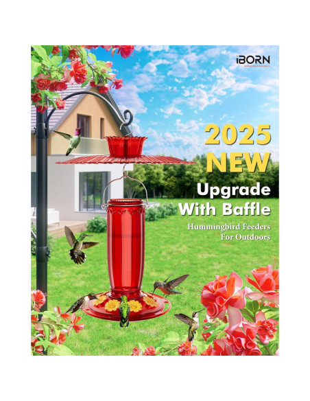 Alimentador de Colibrí iBorn 16oz con Baffle Solar y Estanque Antihormigas Alimentador de Colibrí iBorn 16oz con Baffle Solar y Estanque Antihormigas