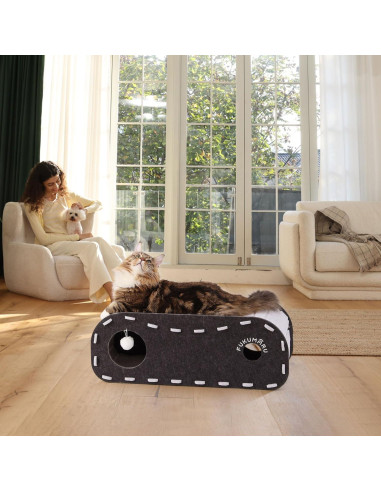 Cama para Gatos FUKUMARU Cueva Extra Grande 80 cm Gris