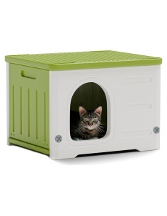 Casa de Gato Plástica TSEHOOHOO Verde Apilable Interior Exterior