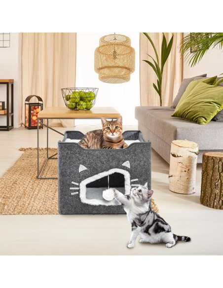 Casa para Gatos Acshio Cubo Interior con Almohadillas Reversibles Casa para Gatos Acshio Cubo Interior con Almohadillas Reversibles