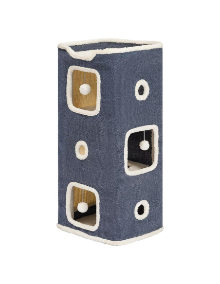Casa para Gatos Ampliada Hannadepot 3 Niveles Azul con Almohadilla Casa para Gatos Ampliada Hannadepot 3 Niveles Azul con Almohadilla
