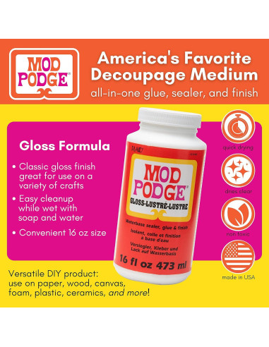 Mod Podge Gloss 473 ml - Pegamento y Sellador No Tóxico