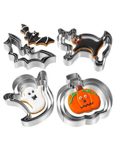 Juego de Cortadores de Galletas Halloween BYkooc - 12 Piezas Acero Inoxidable