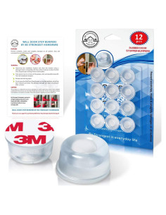 Topes de Puerta Transparentes Be Strongest - 12 Pcs Autoadhesivos
