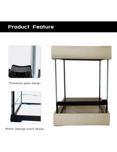 Terrario de vidrio Waazoorep 25.4x25.4x35.6 cm para reptiles