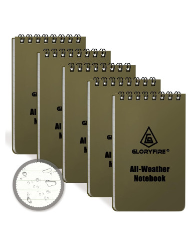 Cuaderno Impermeable Gloryfire Táctico 3x5" 5pcs para Todo Clima