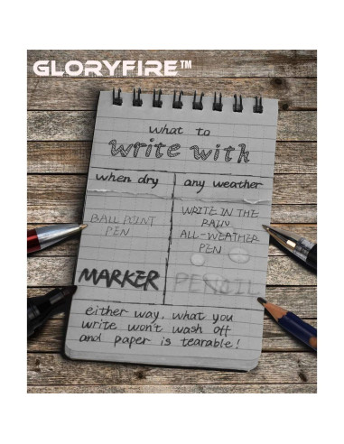 Cuaderno Impermeable Gloryfire Táctico 3x5" 5pcs para Todo Clima