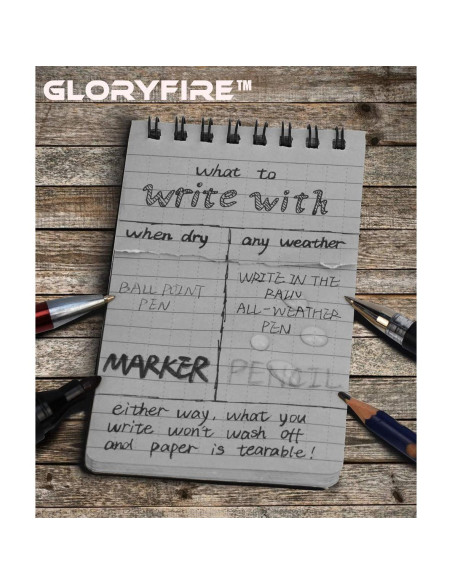 Cuaderno Impermeable Gloryfire Táctico 3x5" 5pcs para Todo Clima Cuaderno Impermeable Gloryfire Táctico 3x5" 5pcs para Todo Clima