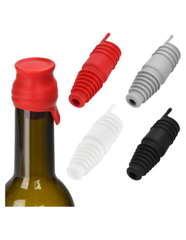 Paquete de 4 tapones de silicona para vino Brusoon - Multicolor