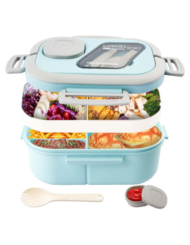 Caja de Almuerzo Bento Tinaforld 1.27L Azul con Utensilios