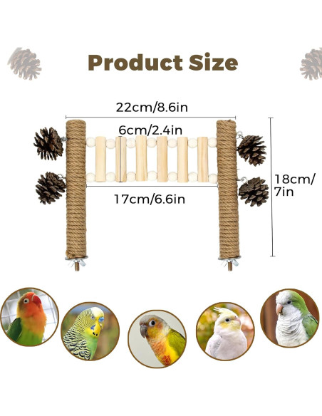 Escalera para Aves Jevnd con Juguetes de Piña 14x9x15.5cm Escalera para Aves Jevnd con Juguetes de Piña 14x9x15.5cm