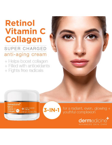 Crema Anti-Envejecimiento Dermedicine 14.79 ml - Retinol, Vitamina C y Colágeno