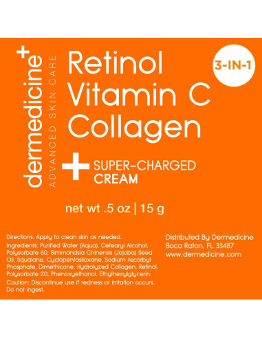 Crema Anti-Envejecimiento Dermedicine 14.79 ml - Retinol, Vitamina C y Colágeno